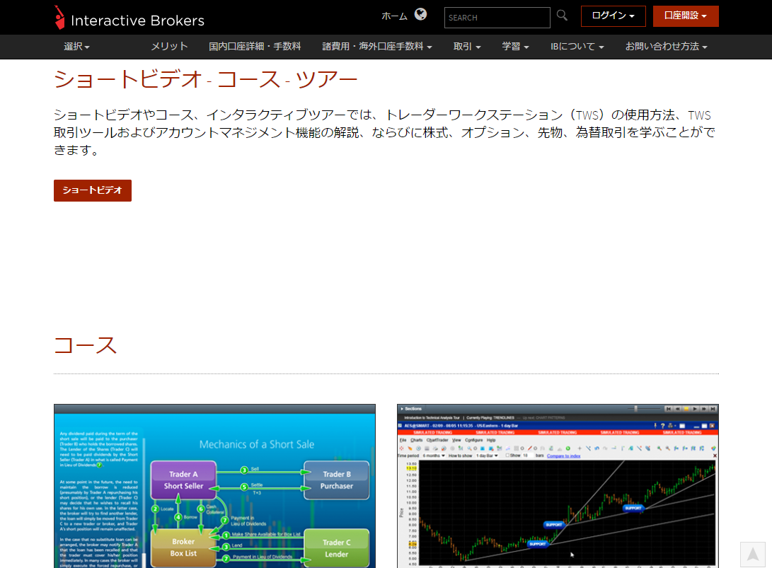 IB証券ウェブサイト